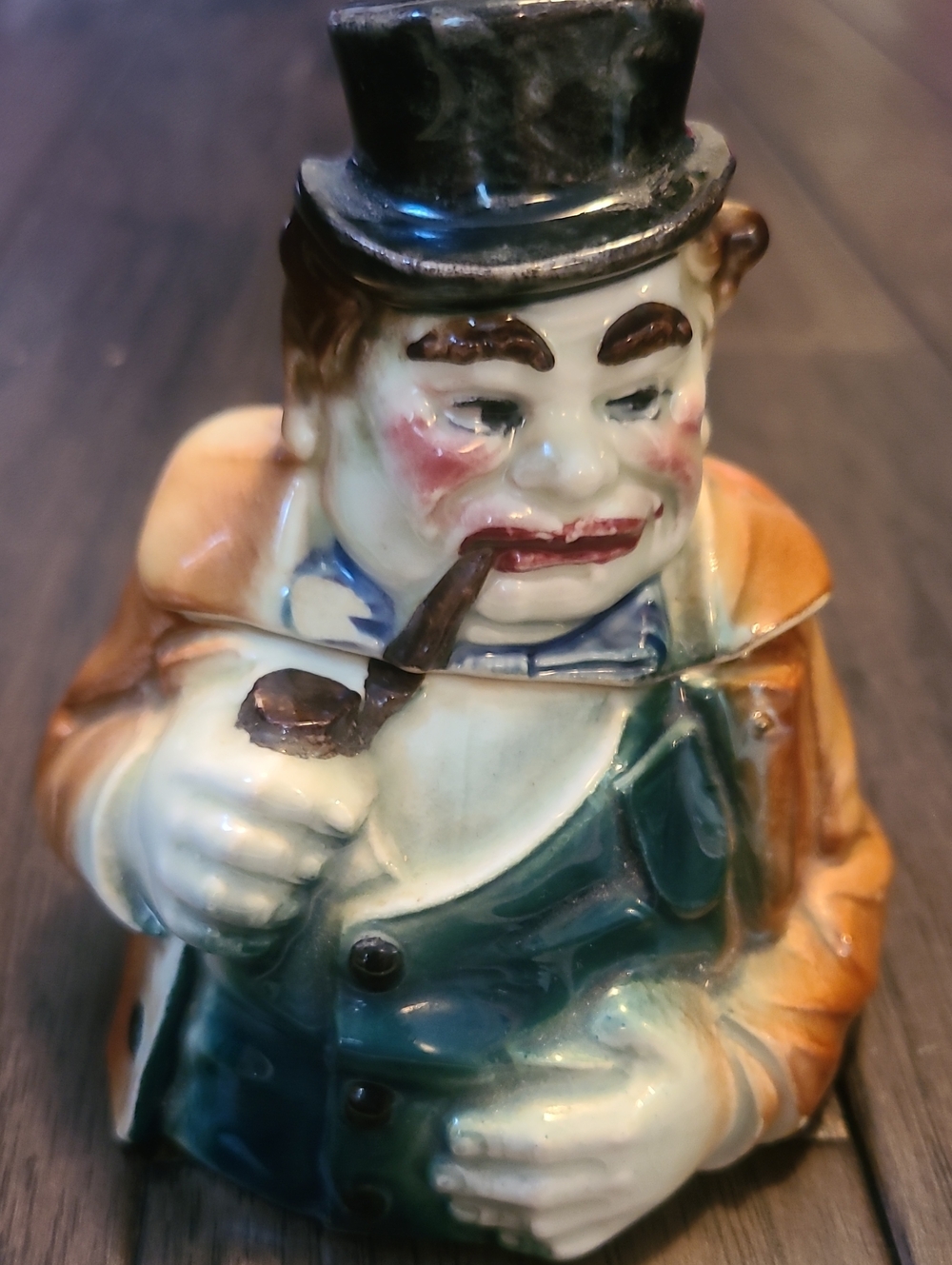 Antique Austrian Majolica Figural Tobacco Jar Humidor – Victorian Gentleman with